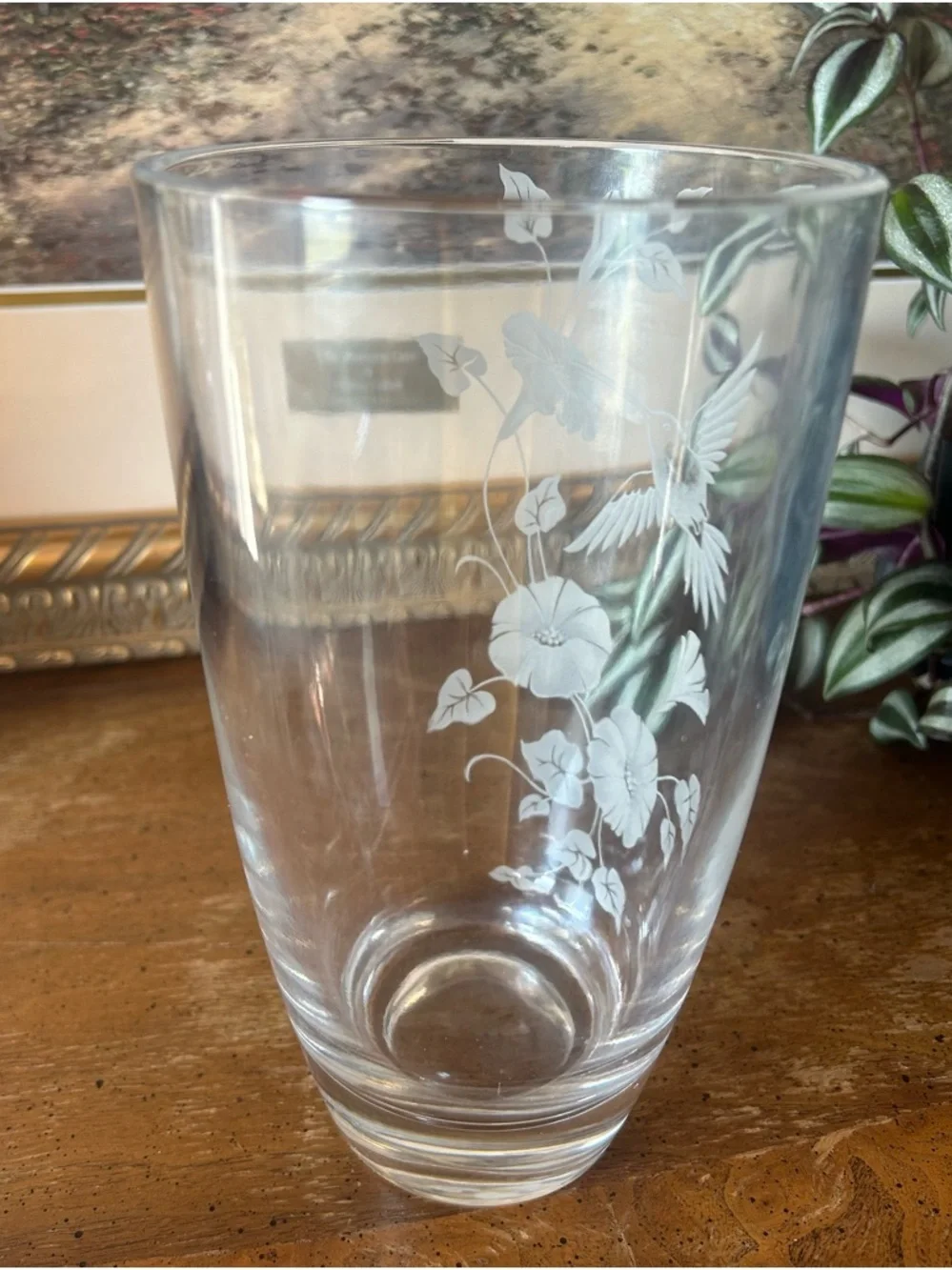 Vintage Avon Fostoria Lead Crystal Hummingbird Vase - Picture 4 of 11